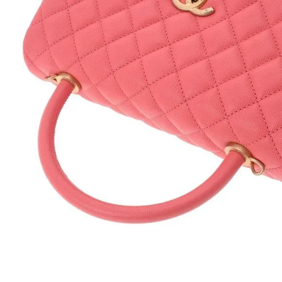 CHANEL Caviar Quilted Coco Chain Handle Flap Bag Pink Purse - Picture 11 of 12